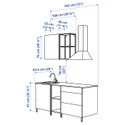 IKEA ENHET ЕНХЕТ, кухня, біла / сіра рамка, 183x63.5x222 см 793.374.19 фото thumb №3