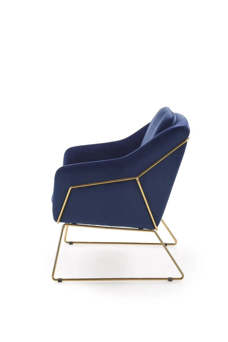 Крісло м'яке HALMAR SOFT 3 золотий каркас, темно-синій фото №5