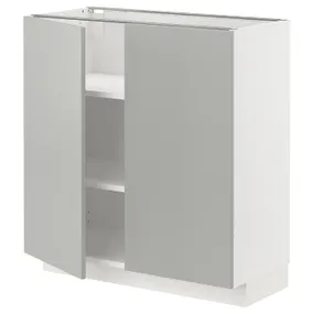 IKEA METOD МЕТОД, підлогова шафа з полицями / 2 дверцят, білий / Хавсторп світло-сірий, 80x37 см 395.387.97 фото