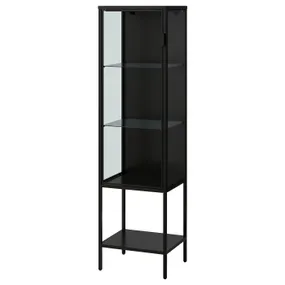 IKEA RUDSTA РУДСТА, шафа зі скляними дверцятами, антрацит, 42x37x155 см 604.348.25 фото