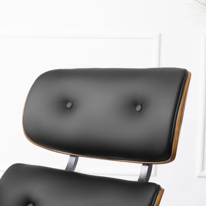 Кресло с подставкой для ног MEBEL ELITE PALERMO, экокожа: черный фото №7