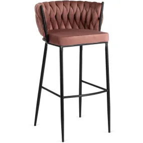 Барный стул бархатный MEBEL ELITE FLORES Velvet, розовый/черный фото