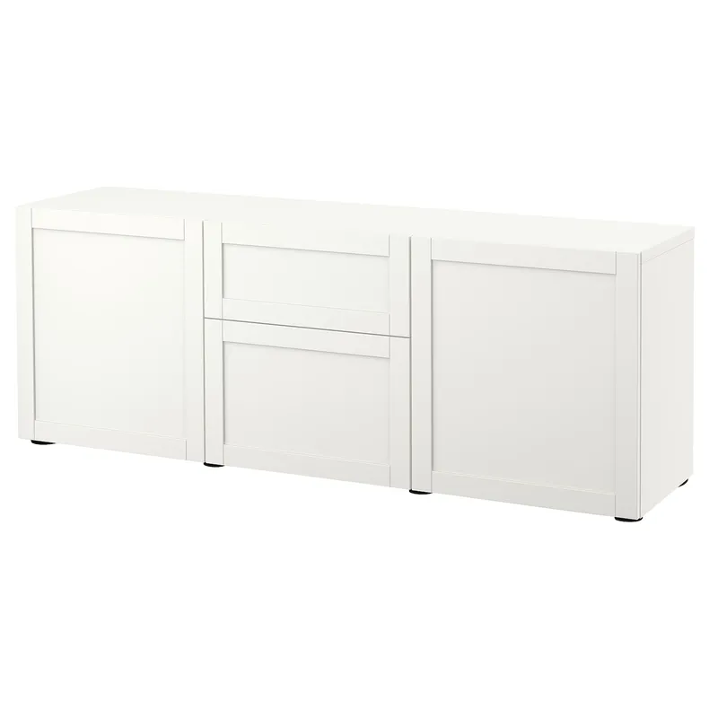 IKEA BESTÅ БЕСТО, комбинация для хранения с ящиками, белый / Ханвикен белый, 180x42x65 см 093.251.89 фото №1
