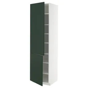 IKEA METOD МЕТОД, высокий шкаф с полками/2 дверцы, белый/Гавсторп темно-зеленый, 60x60x220 см 295.565.79 фото