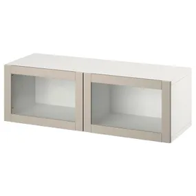 IKEA BESTÅ БЕСТО, комбинация настенных шкафов, белый / Синдвик светло-серый бежевый, 120x42x38 см 394.398.58 фото
