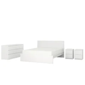 IKEA MALM МАЛЬМ, комплект мебели д/спальни, 4 предм., белый, 140x200 см 394.882.26 фото
