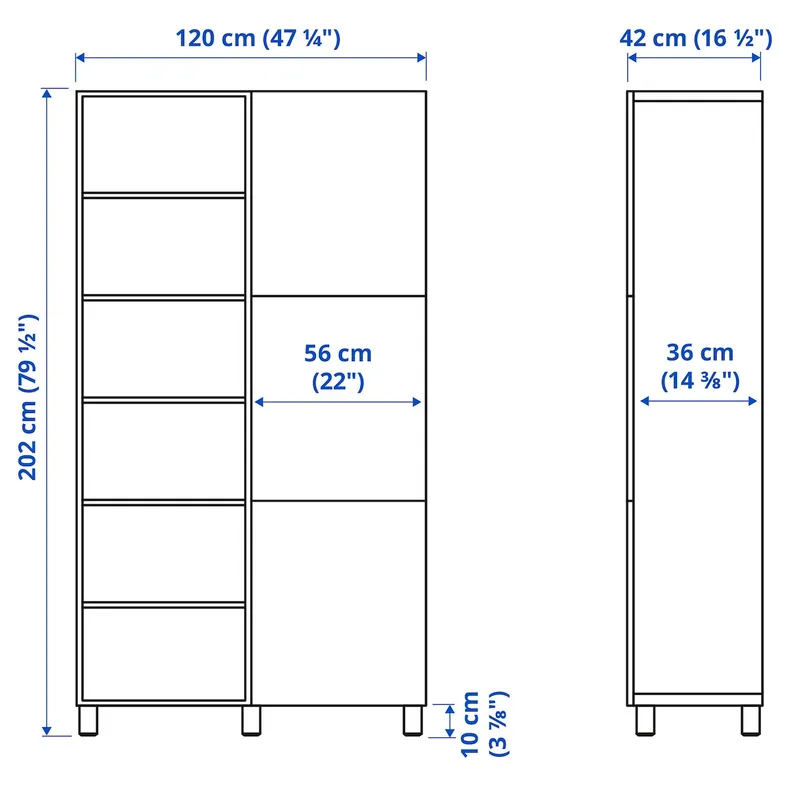 IKEA BESTÅ БЕСТО, комбінація д / зберіган з дверцятами, Шпон з мореного дуба Hedeviken чорний / коричневий / темно-коричневий, 120x42x202 см 594.216.97 фото №6