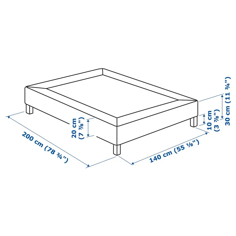 IKEA LYNGÖR ЛЮНГЕР, матрац із рейковою основою з ніжкам, білий, 140x200 см 195.544.44 фото №6