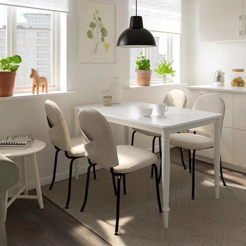 IKEA DANDERYD ДАНДЕРЮД / EBBALYCKE ЕББАЛЮККЕ, стіл+4 стільці, білий / бежевий Idekulla, 130 см 695.601.26 фото №2