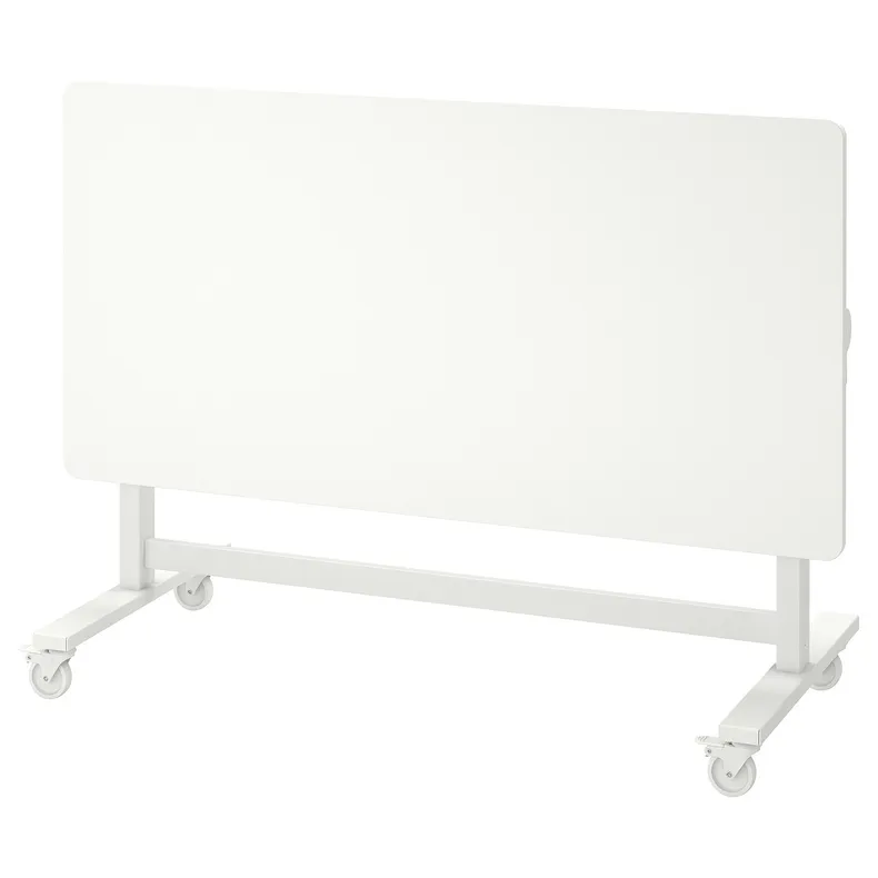 IKEA MITTZON МІТТЗОН, складаний стіл на коліщатах, білий, 140x70 см 205.279.54 фото №2