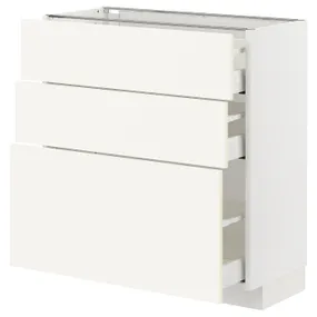 IKEA METOD МЕТОД / MAXIMERA МАКСИМЕРА, напольный шкаф с 3 ящиками, белый / Вальстена белый, 80x37 см 895.072.32 фото