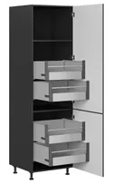 BRW Высокий кухонный шкаф Sole L6 60 см правосторонний с ящиками черный матовый, черный/черный матовый FM_D4STW_60/207_P/P-CA/CAM фото thumb №3