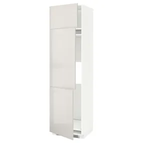 IKEA METOD МЕТОД, шафа висока для холод / мороз із 3 дв, білий / Ringhult світло-сірий, 60x60x220 см 094.566.89 фото