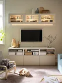 IKEA BESTÅ БЕСТО, комбінація шаф для тв / скляні дверц, білий Sindvik / Lappviken світло-сірий / бежевий, 180x42x192 см 694.217.86 фото thumb №4