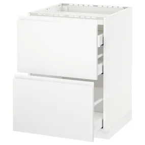 IKEA METOD МЕТОД / MAXIMERA МАКСИМЕРА, напольн шкаф / 2 фронт пнл / 3 ящика, белый / Воксторп матовый белый, 60x60 см 091.127.91 фото