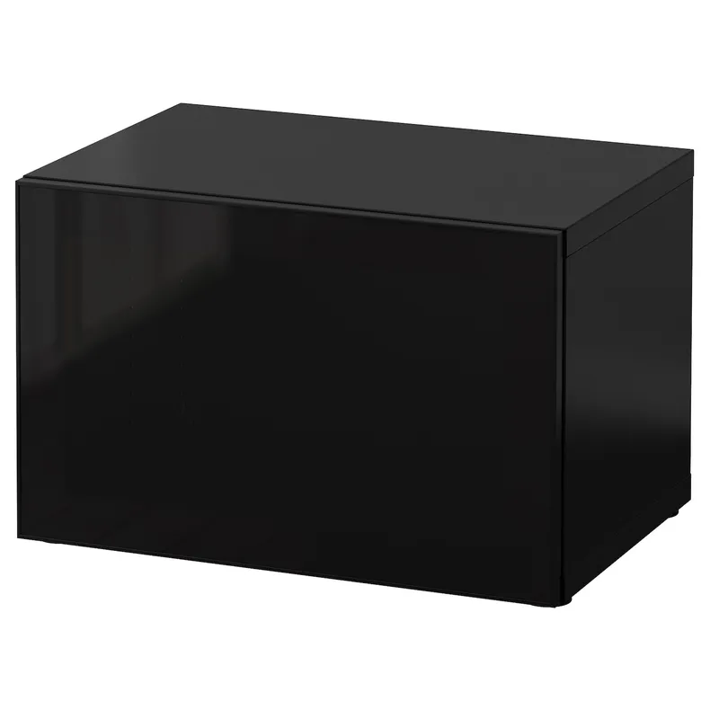 IKEA BESTÅ БЕСТО, секція полиць зі скляними дверцятам, чорно-коричневий / ГЛАССВІК чорний / димчасте скло, 60x42x38 см 590.477.60 фото №1
