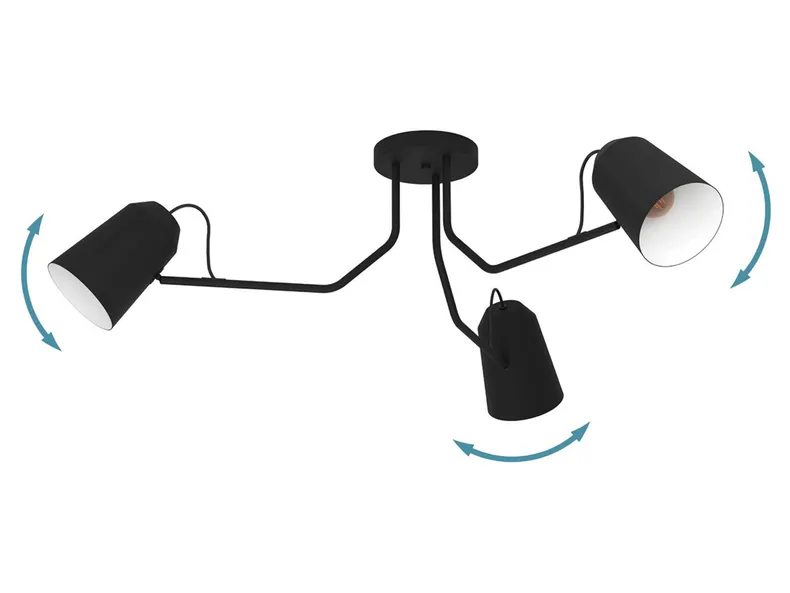 BRW Трехпозиционный потолочный светильник Loreto в стальном черном цвете 086722 фото №3