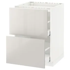 IKEA METOD МЕТОД / MAXIMERA МАКСІМЕРА, підлог шафа д / плити, 2 фр пан / 2 шух, білий / Ringhult світло-сірий, 60x60 см 391.419.66 фото