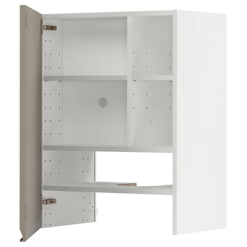 IKEA METOD МЕТОД, навесной шкаф д / вытяжки / полка / дверь, белый / матовый темно-бежевый, 60x80 см 395.044.72 фото №1