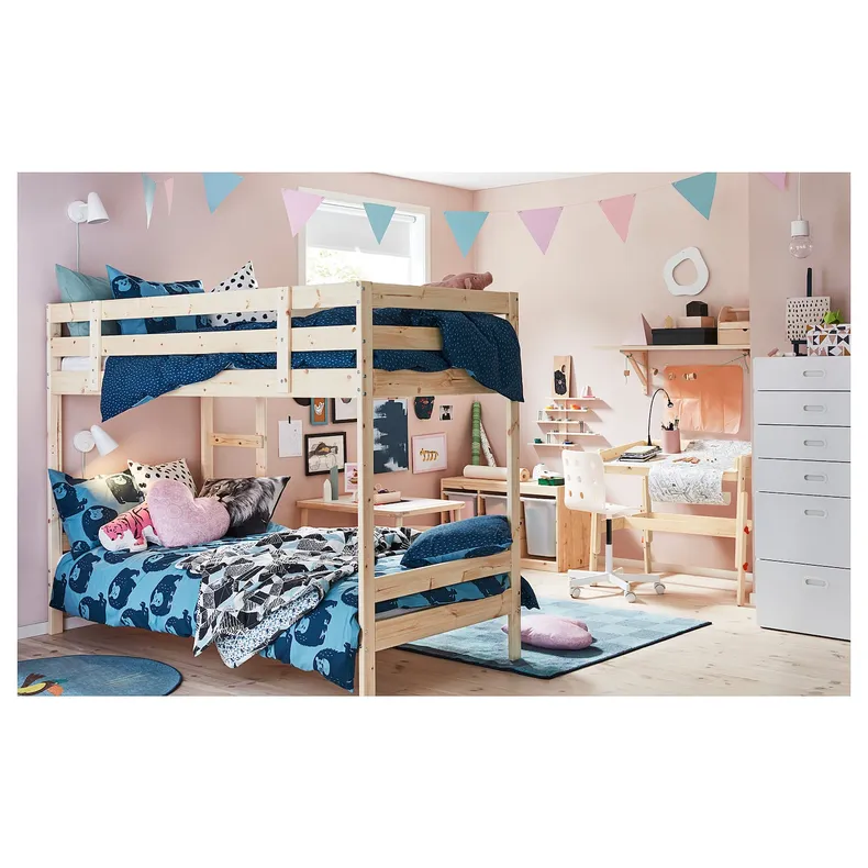 IKEA MYDAL МЮДАЛЬ, каркас 2-ярусного ліжка, сосна, 90x200 см 001.024.52 фото №5
