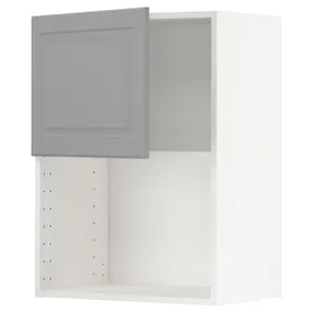 IKEA METOD МЕТОД, шафа навісна для мікрохвильової печ, білий / сірий Бодбін, 60x80 см 994.661.27 фото