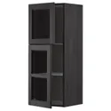 IKEA METOD МЕТОД, настінна шафа, полиці / 2 склх дверц, чорний / Лерхіттан, пофарбований у чорний колір, 40x100 см 394.557.54 фото thumb №1