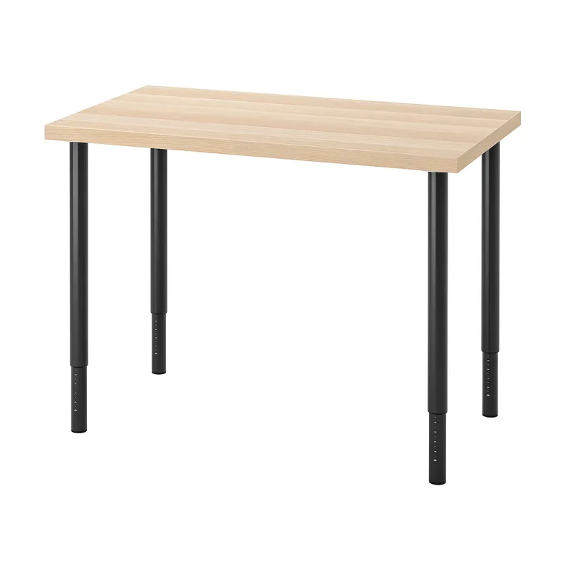 IKEA LINNMON ЛИННМОН / OLOV ОЛОВ, письменный стол, дуб, окрашенный в белый / черный цвет, 100x60 см 194.163.58 фото №1