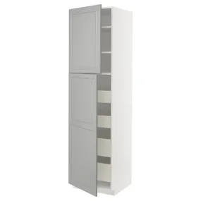 IKEA METOD МЕТОД / MAXIMERA МАКСІМЕРА, висока шафа, 2 дверцят / 4 шухляди, білий / сірий Бодбін, 60x60x220 см 394.571.59 фото