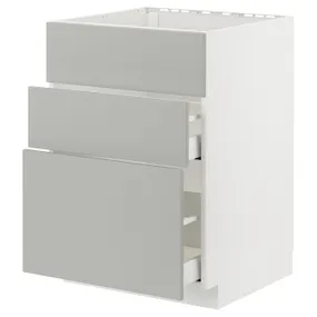 IKEA METOD МЕТОД / MAXIMERA МАКСІМЕРА, підлог шафа д / мийки+3 фр пан / 2 шух, білий / Хавсторп світло-сірий, 60x60 см 195.391.37 фото