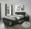 Двуспальная кровать с ящиками HALMAR MODENA 3 160x200 см темно-зеленый бархат фото thumb №2