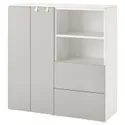 IKEA SMÅSTAD СМОСТАД / PLATSA ПЛАТСА, шафа, білий / сірий, 120x42x123 см 694.288.96 фото thumb №1