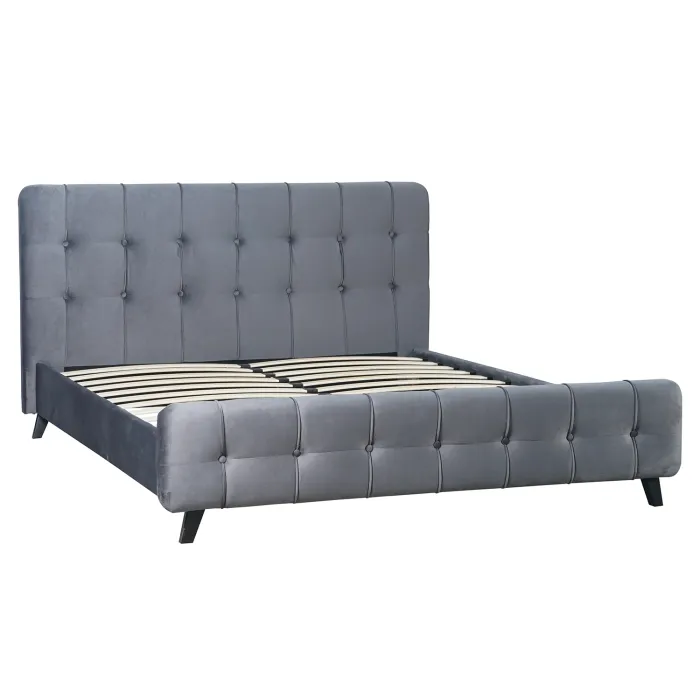 Кровать двуспальная бархатная MEBEL ELITE LINO Velvet, 160x200 см, Серый фото №1
