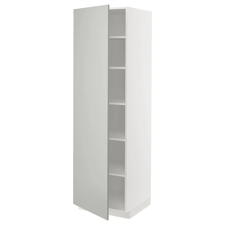 IKEA METOD МЕТОД, высокий шкаф с полками, белый / светло-серый, 60x60x200 см 995.380.30 фото №1