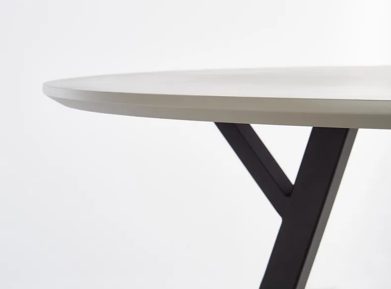 Круглий стіл кухонний HALMAR BALROG 100x100 см, каркас - чорний, стільниця - світло-сіра фото №7