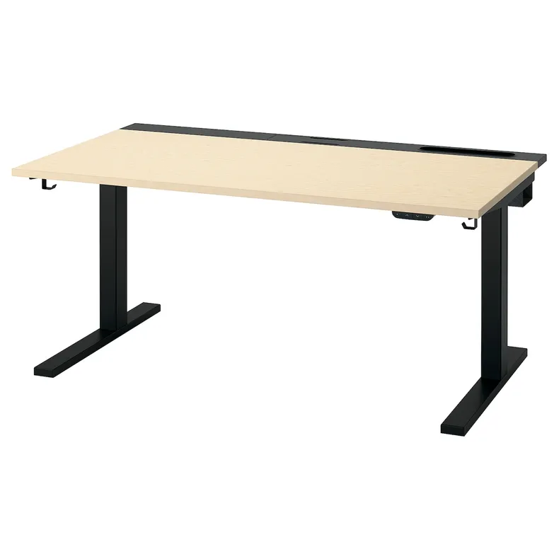 IKEA MITTZON МІТТЗОН, стіл регульований, електричний okl береза / чорний, 140x80 см 495.285.85 фото №2