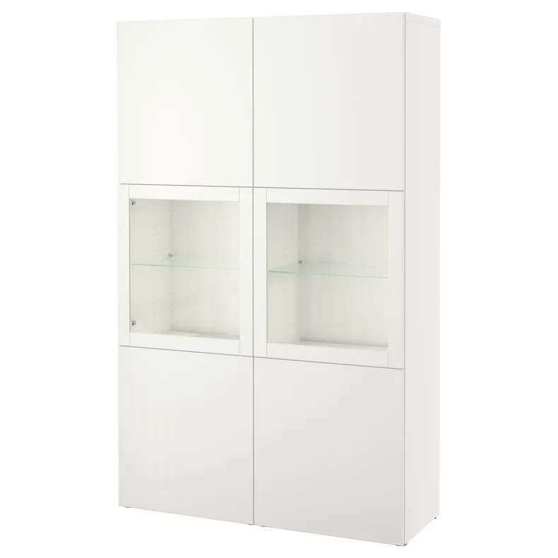 IKEA BESTÅ БЕСТО, комбинация д / хранения+стекл дверц, белое прозрачное стекло Lappviken / Sindvik, 120x42x193 см 290.594.48 фото №1