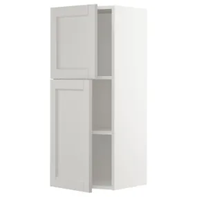 IKEA METOD МЕТОД, навісна шафа з полицями / 2 дверцят, білий / світло-сірий Lerhyttan, 40x100 см 794.555.30 фото
