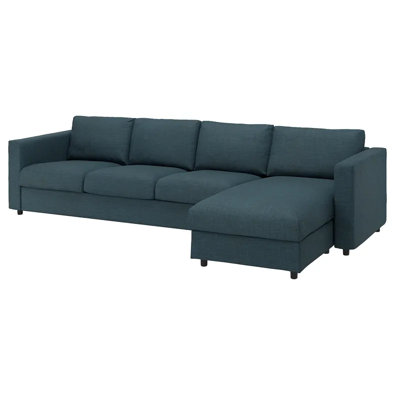 IKEA VIMLE ВІМЛЕ, 4-місний диван, з шезлонгом / темно-синій Hillared 894.411.61 фото №1