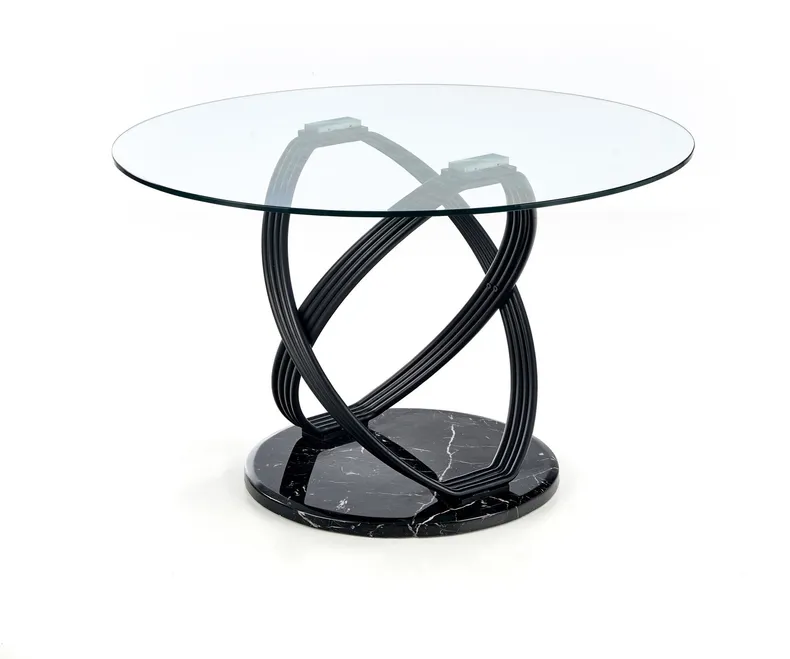 Кухонний стіл HALMAR OPTICO 122x122 см, стільниця - прозора, ніжки - чорні фото №3