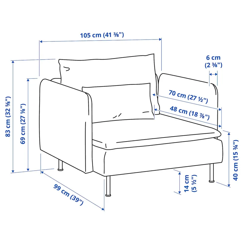 IKEA SÖDERHAMN СОДЕРХЭМН, кресло, Окрашенный в средне-серый цвет 495.280.95 фото №7