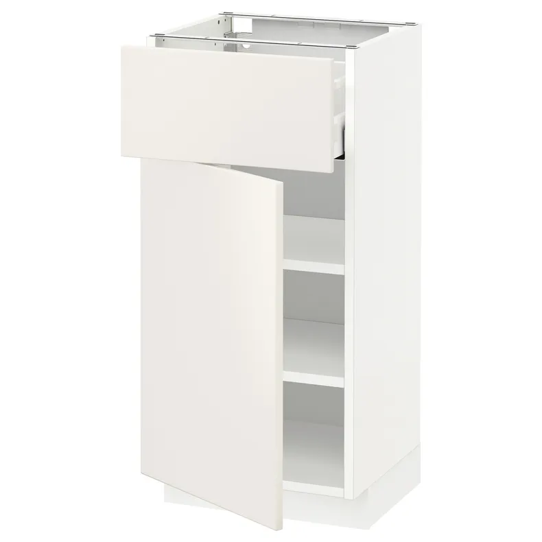 IKEA METOD МЕТОД / MAXIMERA МАКСІМЕРА, підлогова шафа з шухлядами та дверц, білий / ВЕДДІНГЕ білий, 40x37 см 794.541.92 фото №1