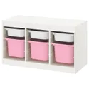 IKEA TROFAST ТРУФАСТ, комбинация д/хранения+контейнеры, белый белый/розовый, 99x44x56 см 893.355.04 фото thumb №1