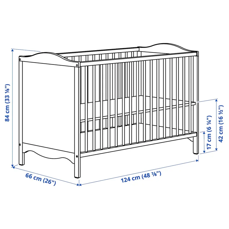 IKEA SMÅGÖRA СМОГЕРА, ліжко для немовлят, білий, 60x120 см 504.612.30 фото №4