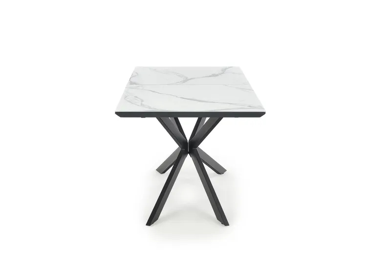 Кухонний стіл розкладний HALMAR DIESEL 160-200x90 см, стільниця - білий мармур / темно-сірий, ніжки - чорні фото №12