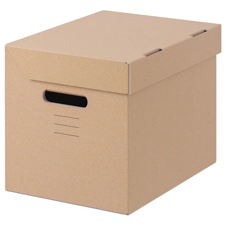 IKEA PAPPIS ПАППІС, коробка з кришкою, коричневий, 25x34x26 см 001.004.67 фото №1