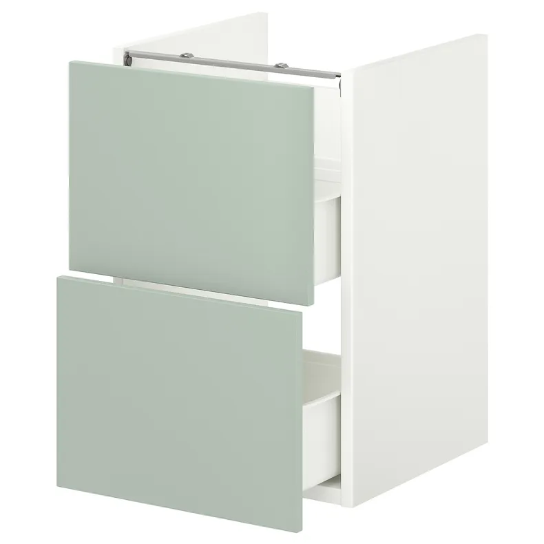 IKEA ENHET ЕНХЕТ, підлогова шафа під раковин з 2 шухл, білий / блідо-сіро-зелений, 40x42x60 см 294.968.68 фото №1