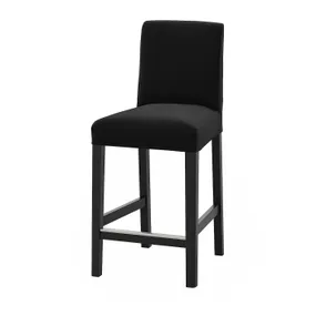 IKEA BERGMUND БЕРГМУНД, барний стілець зі спинкою, чорний / Djuparp темно-сірий, 62 см 394.196.38 фото