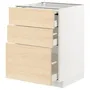 IKEA METOD МЕТОД / MAXIMERA МАКСИМЕРА, напольный шкаф с выдвиж панелью / 3ящ, белый / аскерсундский узор светлый ясень, 60x60 см 194.338.43 фото