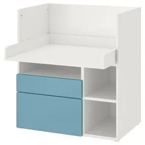 IKEA SMÅSTAD СМОСТАД, письмовий стіл, Біло-блакитний з 2 шухлядами, 90x79x100 см фото