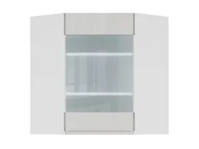 BRW Кутова кухонна шафа 60 см одинарна з вітриною ліворуч світло-сірий глянець, альпійський білий/світло-сірий глянець FH_GNWU_60/72_LV-BAL/XRAL7047 фото